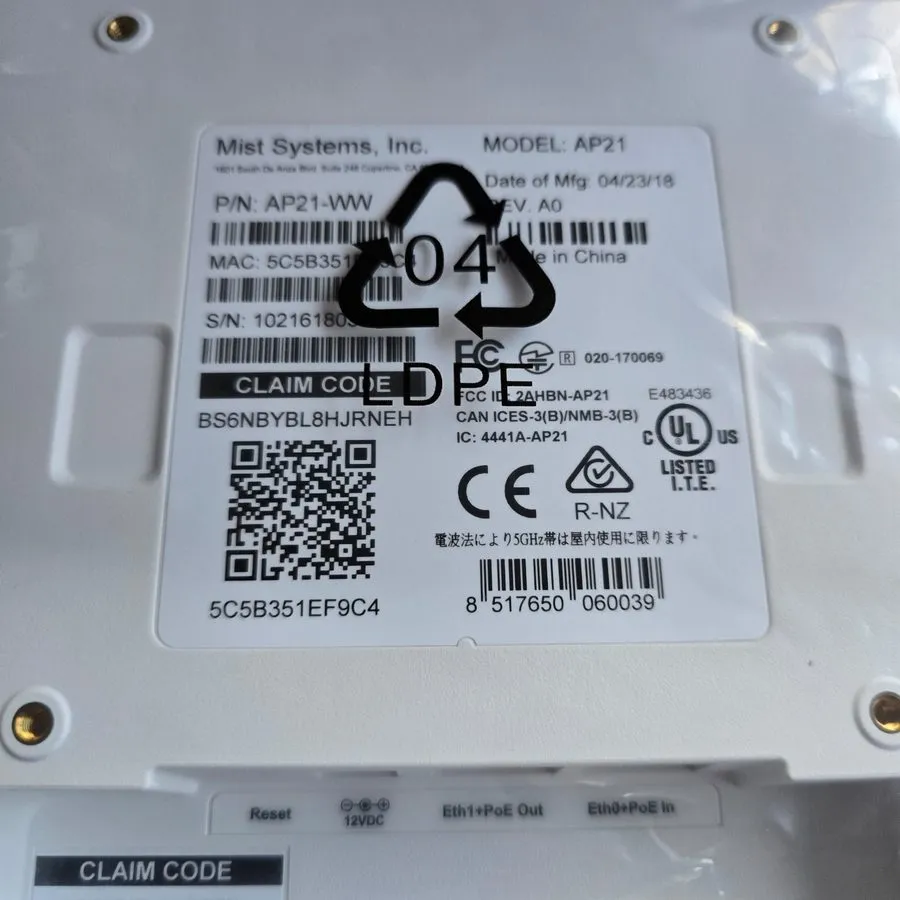Точка доступа Wi-Fi Juniper AP21-WW Mist WiFi 5 Dual-Band Cloud Managed Wireless