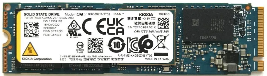 SSD-накопитель Kioxia 2280mm NVMe 1TB M.2 NVMe Gen 4.0 x 4 SSD KXG80ZNV1T02