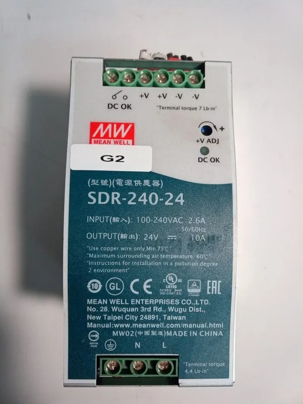 Блок питания MEAN WELL SDR-240-24 AC to DC DIN-Rail Power Supply 240W 24VDC 10A