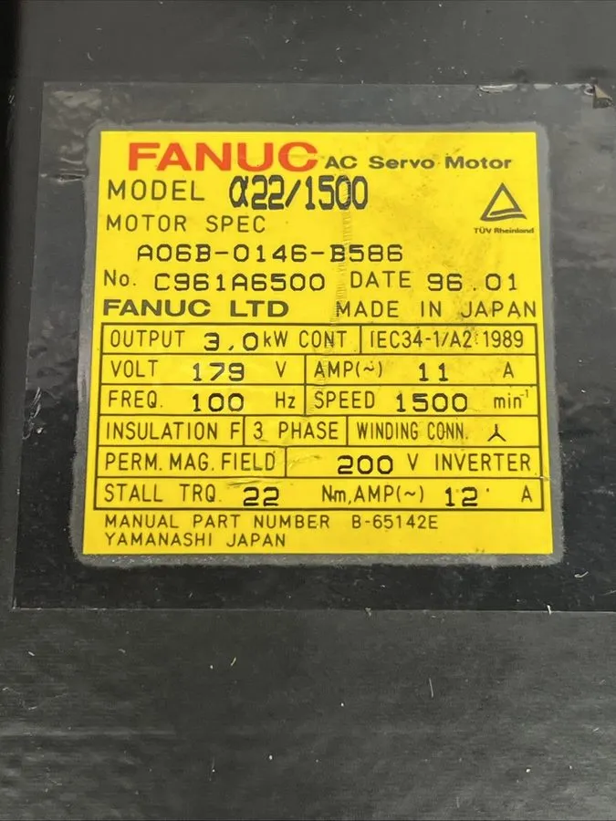 Серводвигатель FANUC A06B-0162-B175 AM6/3000 AC Servo Motor 6.0A 3000rpm 144V B-