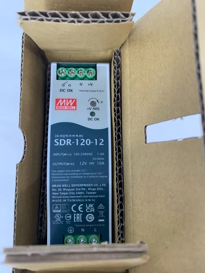 Блок питания MEAN WELL SDR-120-12 AC DC DIN Rail Mount 12VDC 10A Power Supply 12 — фото лота 1