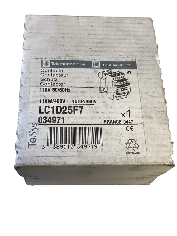Контактор Schneider Electric LC1D25F7 TeSys D Power Contactor 25A, 110V AC — фото лота 1