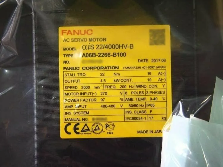 Серводвигатель FANUC AC Servo Motor αiS 22/4000HV-B A06B-2266-B100 4.5kW Japan