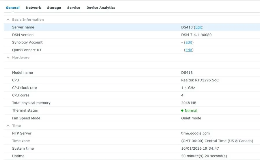 Сетевое хранилище Synology DiskStation DS418 4-bay SAN/NAS Server Diskless — фото лота 1