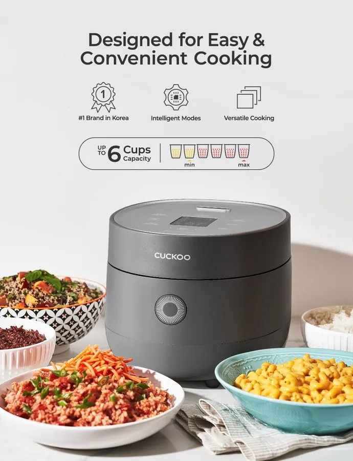 Рисоварка CUCKOO Micom Fuzzy Logic Rice Cooker, 12-Cup Cooked, Gray, CR-0675FG