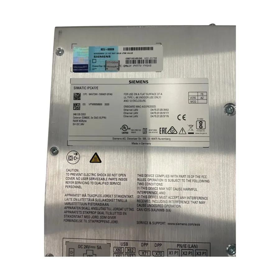 Промышленный компьютер Siemens SIMATIC IPC 477E 15" Multitouch Panel 6AV7241-1WA