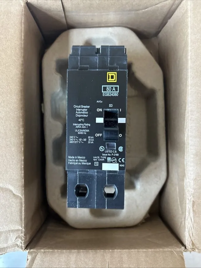 Автоматический выключатель Square D EGB EGB24080 2 Pole 80 Amp 480V Circuit Brea — фото лота 2