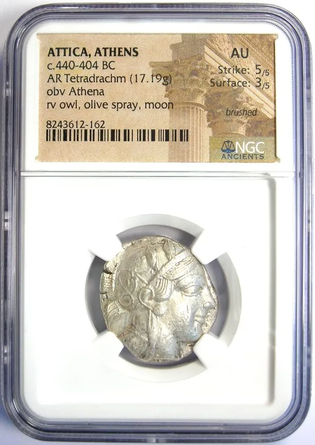Лабораторный прибор Attica Athens Greek Silver Owl AR Tetradrachm 440-404 BC NGC