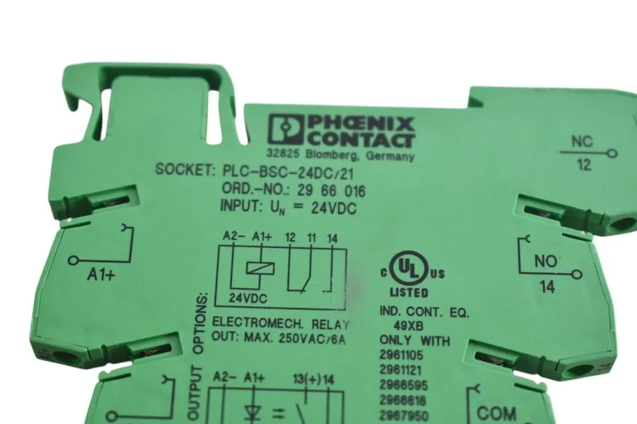 Колодка реле Phoenix Contact 2966016 Relay Socket SPDT 250V 6A, 24VDC Coil, DIN 