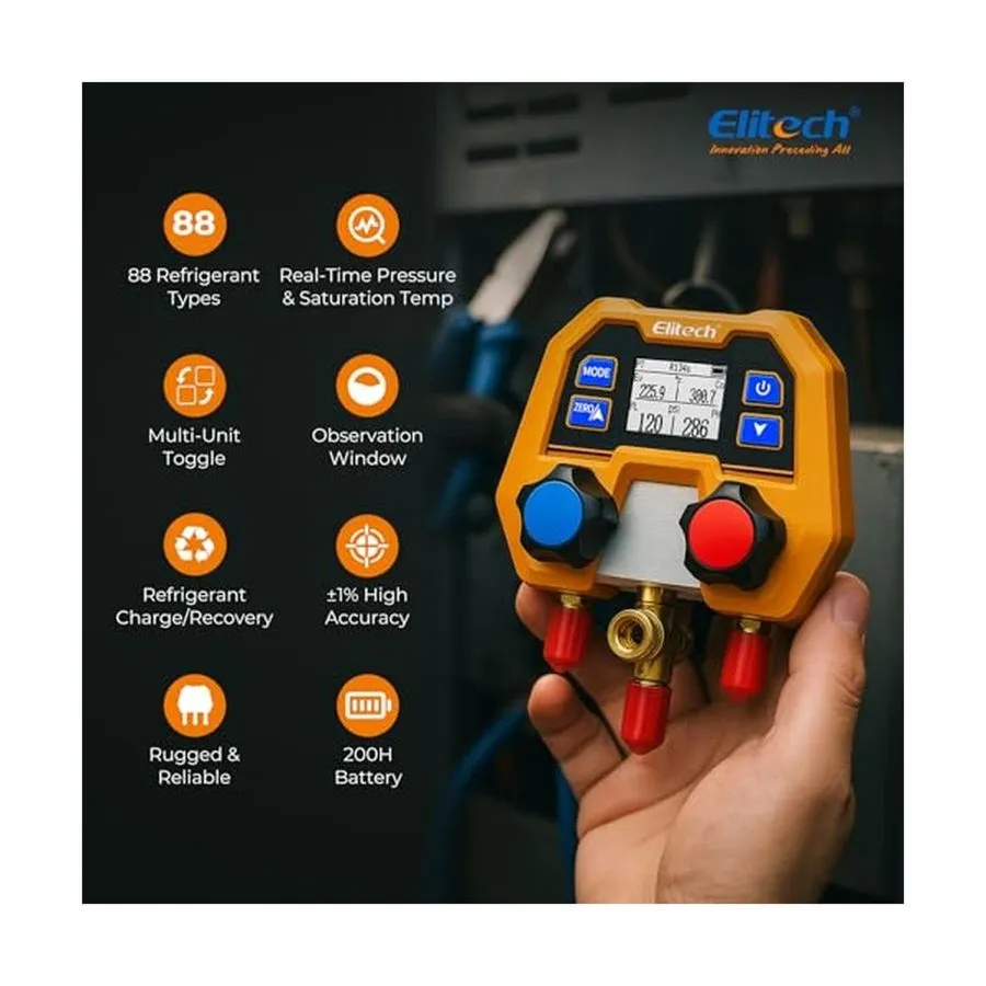 Манометрический коллектор HVAC Digital Manifold Gauge Set DMG-2SE with Hoses & R