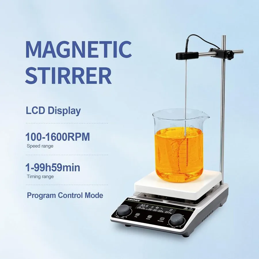 Магнитная мешалка Magnetic Stirrer Hot Plate Stirrer LCD Display 300℃ Max.5L 5.9 — фото лота 1