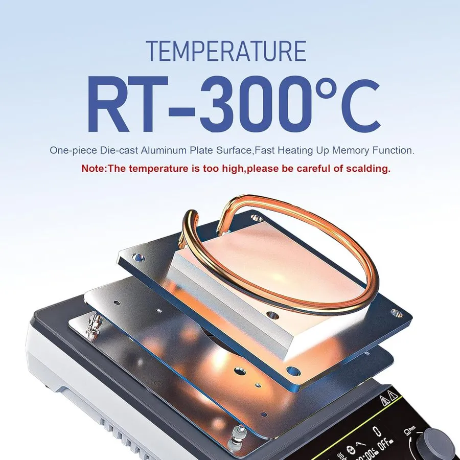 Магнитная мешалка Magnetic Stirrer Hot Plate Stirrer LCD Display 300℃ Max.5L 5.9 — фото лота 2