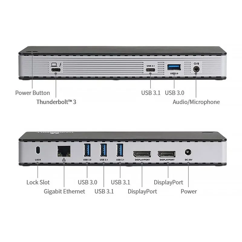 Док-станция Thunderbolt 3, 10-in-1 Docking Station Hub, Dual 4k DisplayPort, USB