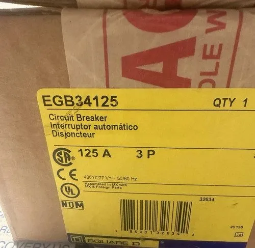 Автоматический выключатель Square D EGB34125 3 Pole 125 Amp 480V Circuit Breaker