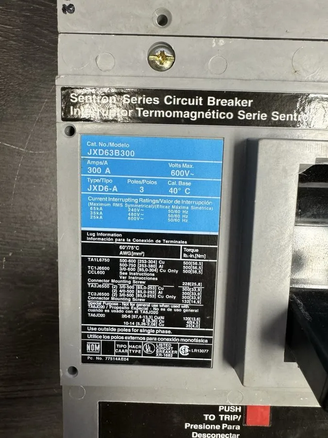 Автоматический выключатель Siemens / ITE Sentron 300 Amp Circuit Breaker 600 VAC