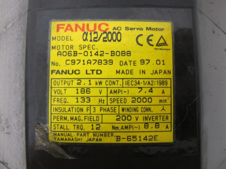 Серводвигатель Fanuc A06B-0142-B088 AC Servo Motor A12/2000 YEAR