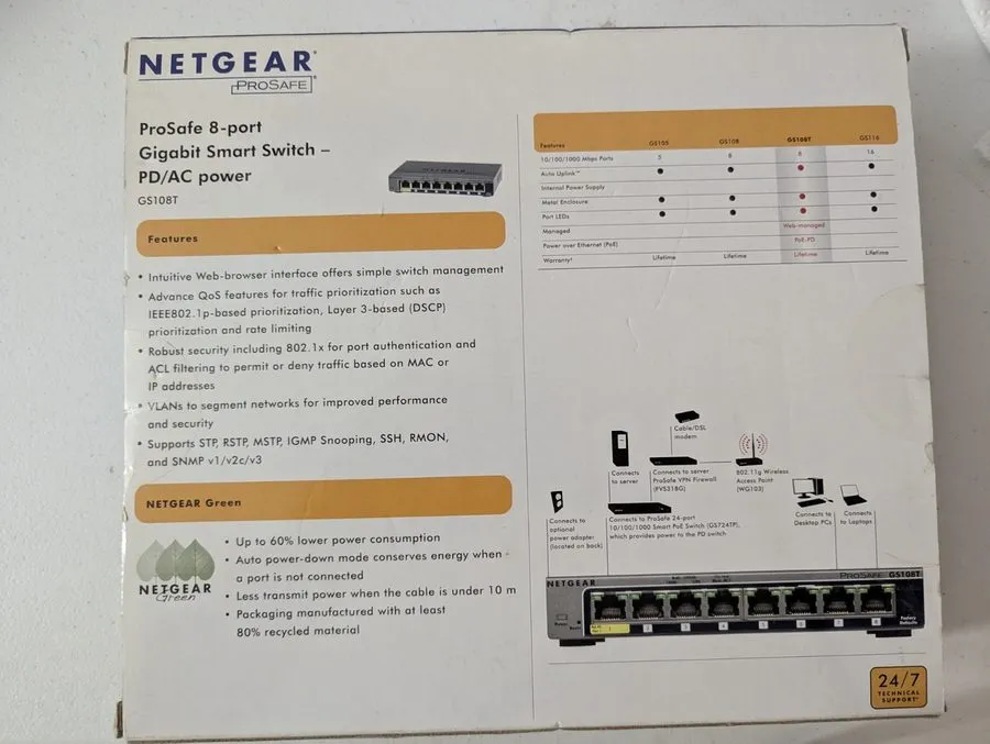 Коммутатор Netgear GS108T 8 Port Smart Switch PD/AC Power