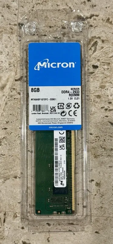 Модуль памяти 20x Micron MTA9ASF1G72PZ-2G9E1 8GB DDR4-2933 Reg ECC RDIMM RAM 1Rx — фото лота 1