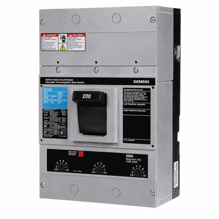 Автоматический выключатель Siemens JXD23B200 200A 240V 65kA@240V 3P Sentron Seri