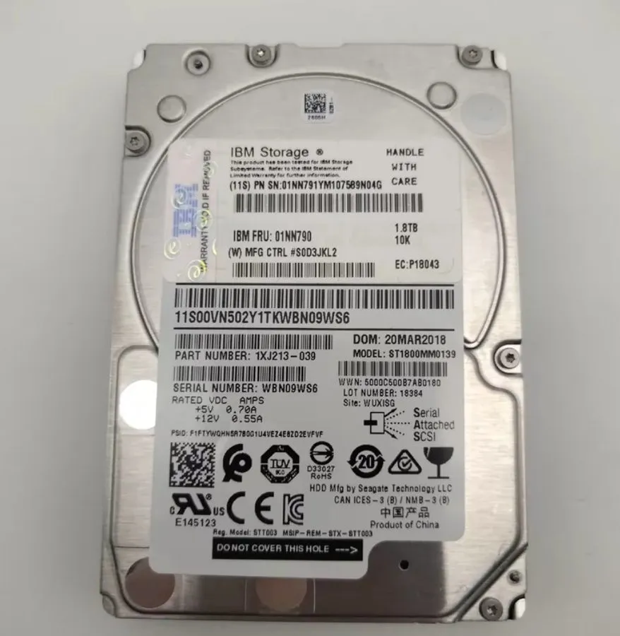 Жёсткий диск IBM 01NN790 01NN791 1.8TB 10K 2.5" SAS 12Gbps Storwize V3700 Storag