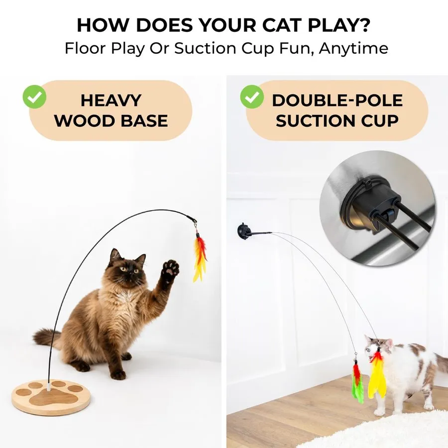 Вакуумная присоска Feather Wand Teaser Cat Toys Simulation Floor Base Suction Cu — фото лота 2