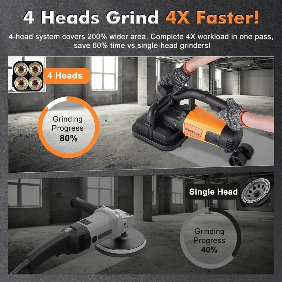 Насос 4-Head Concrete Grinder Set 4" Concrete Surface Grinder Floor Grinder 3800