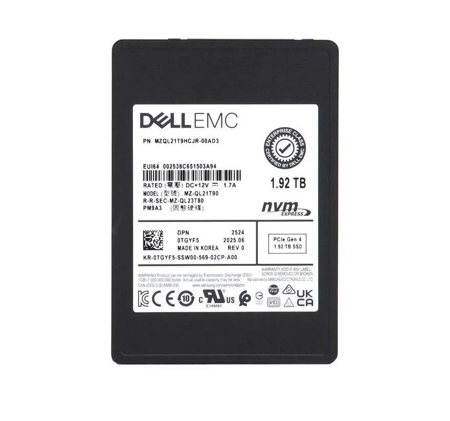 SSD-накопитель Samsung PM9A3 1.92TB 2.5" NVMe PCIe Gen4 Internal SSD MZQL21T9HCJ