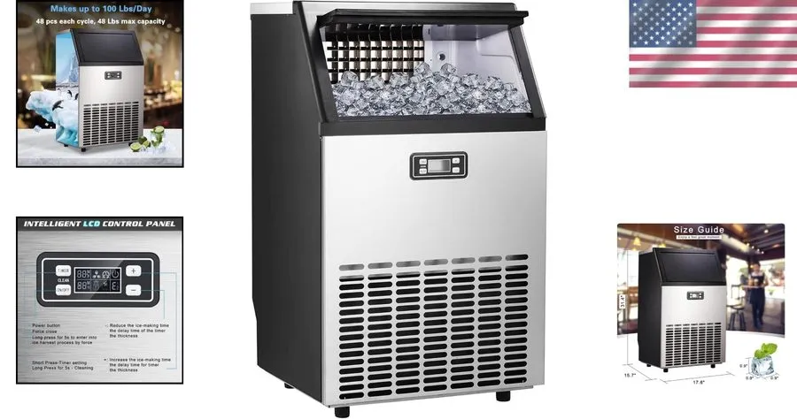 Льдогенератор Versatile Ice Maker для Home & Commercial Use: 100lbs/Day with Ins
