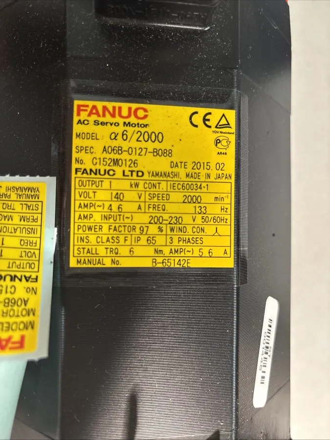 Серводвигатель FANUC / A06B-0127-B088 / AC SERVO MOTOR, 1kW — фото лота 1