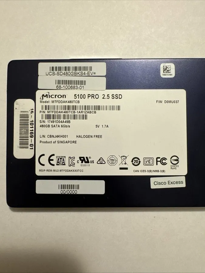 SSD-накопитель Micron 5100 Pro 480GB Internal SSD 2.5" SATA 6Gbps MTFDDAK480TCB 