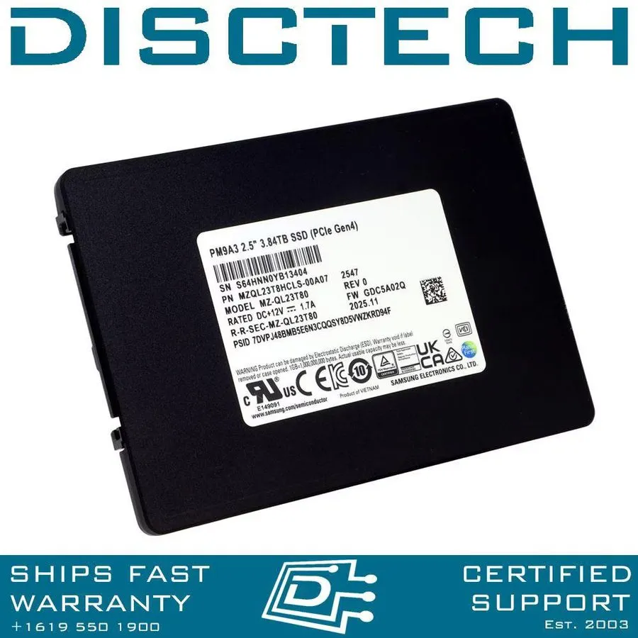 SSD-накопитель MZ-QL23T80 Samsung PM9A3 Series 3.84TB PCI-E NVMe U.2 2.5 SSD MZQ