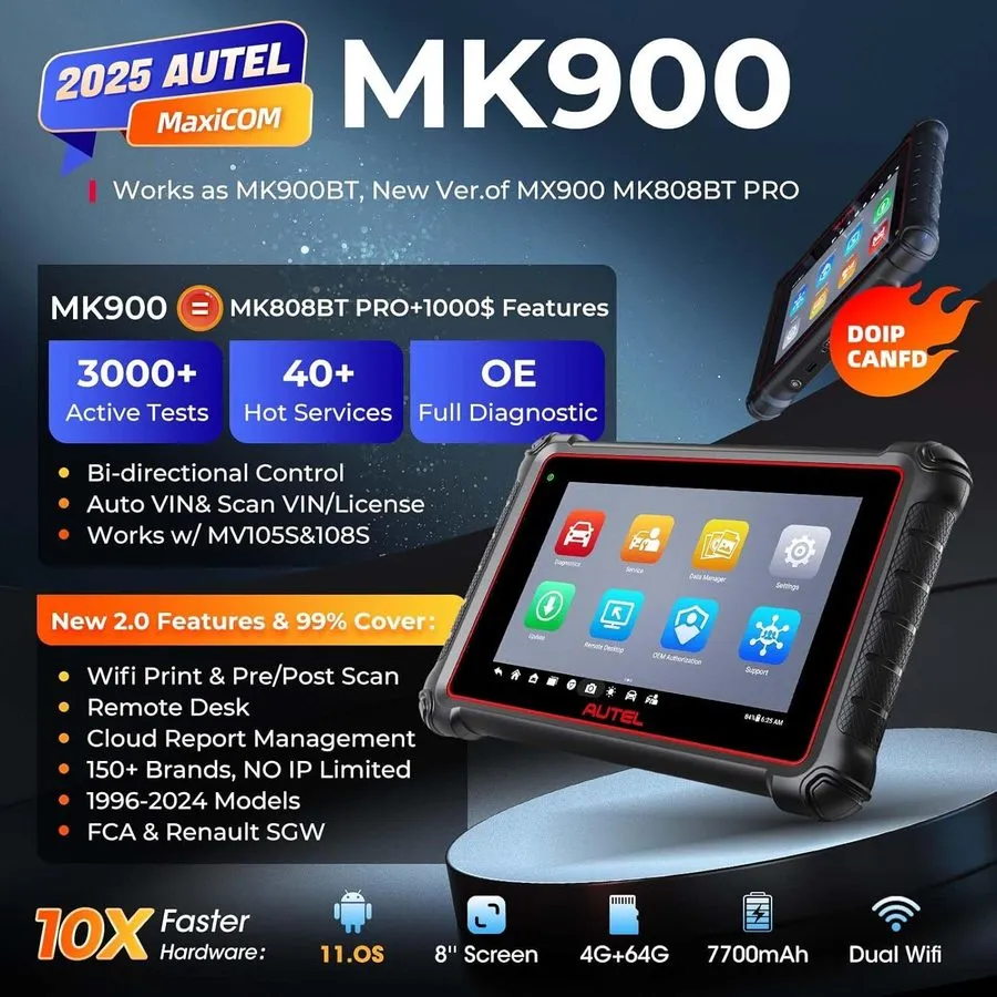 Диагностический сканер 2026 Autel MaxiCOM MK900 MK900BT MX900 Auto All System Di