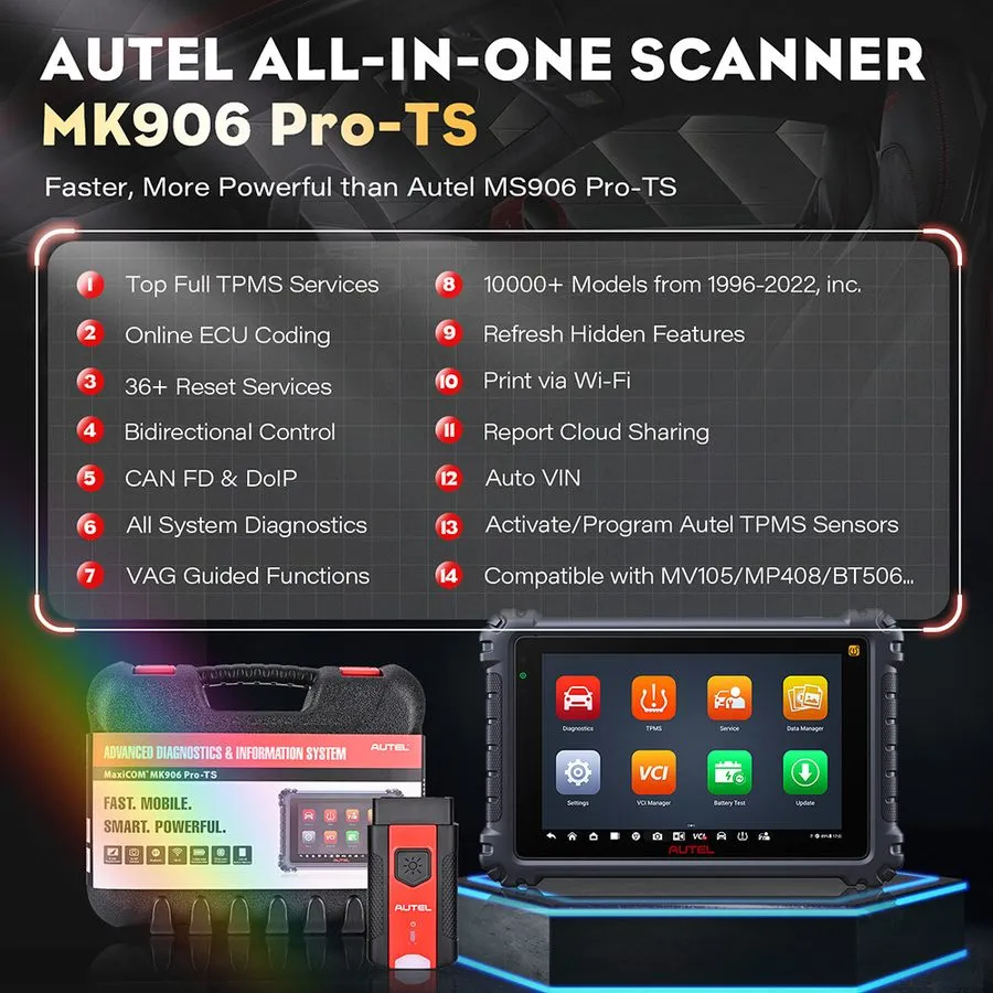 Диагностический сканер Autel MaxiCOM MK906PRO-TS Full TPMS Car Diagnostic Scanne