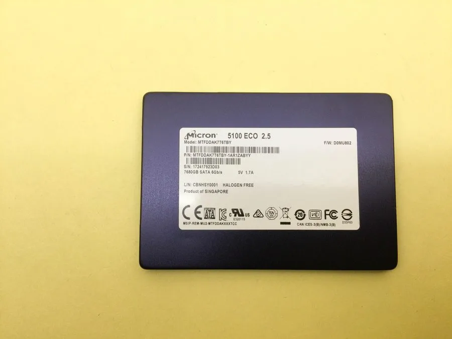 SSD-накопитель Micron 5100 ECO 7.68TB SATA 6Gb/s NAND 2.5'' SSD MTFDDAK7T6TBY **