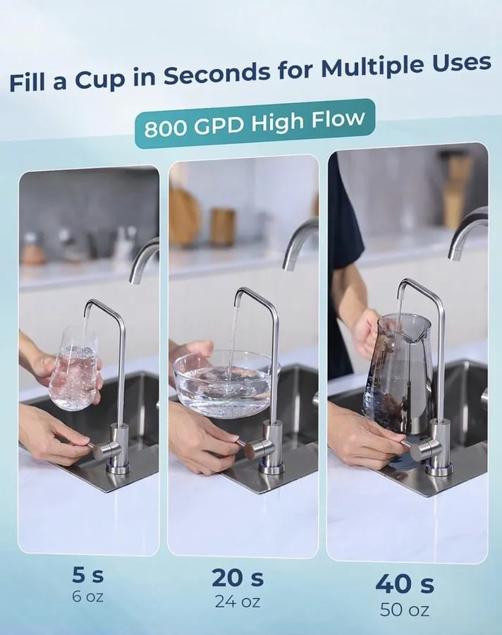 Насос 800GPD RO Water Filter Reverse Osmosis System 8 Stage 3:1 Pure to Drain — фото лота 2