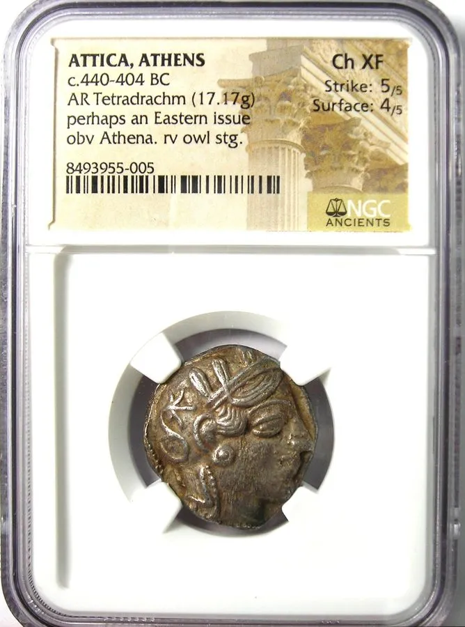 Лабораторный прибор Attica Athens Greek Silver Owl AR Tetradrachm 440-404 BC NGC