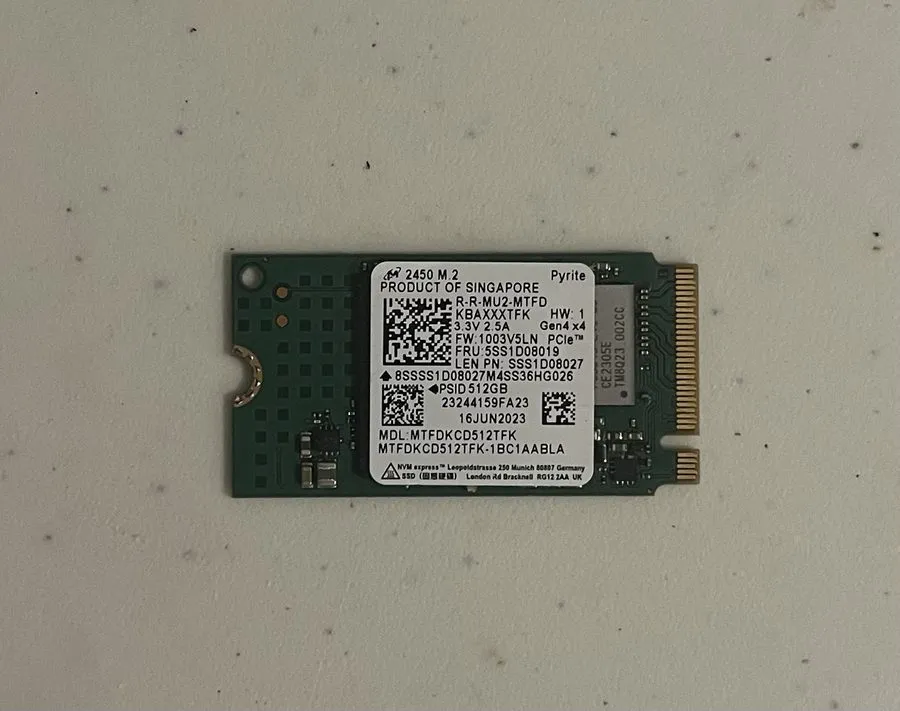 SSD-накопитель Micron 2450 512GB M.2 2242 PCIe Gen4 x4 NVMe SSD MTFDKCD512TFK 96