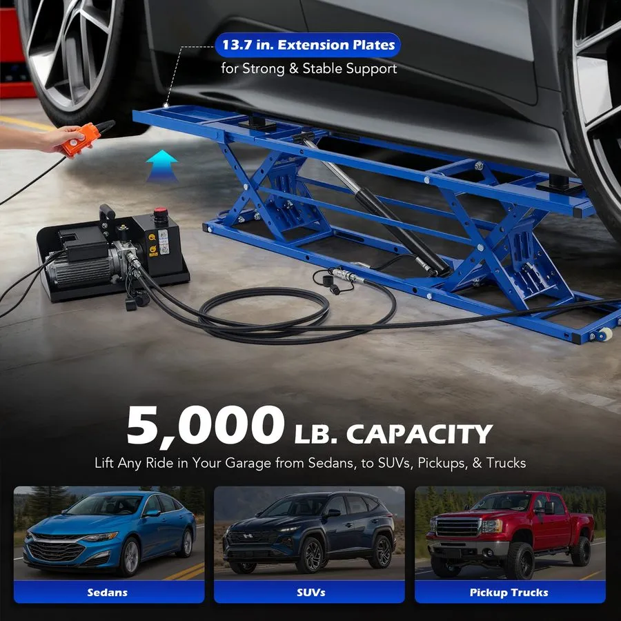 Автоподъёмник 5000lb Portable Car Lift, 9.06"-25.6" Range, Q235B Steel, Extended — фото лота 2