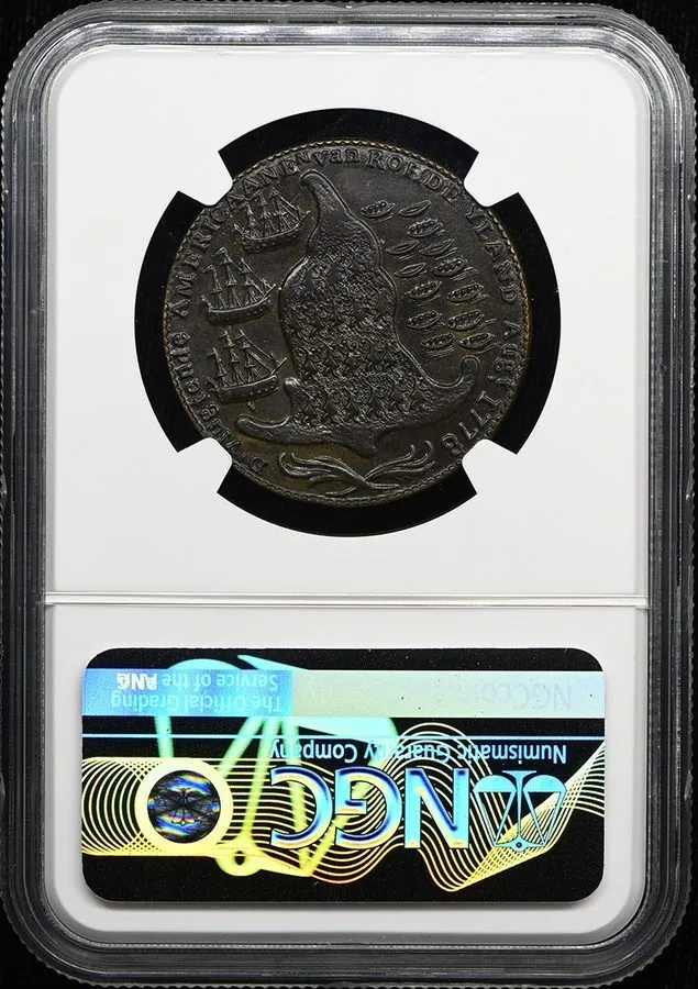 Лабораторный прибор 1779 RHODE-ISLAND ISLAND "VLUGTENDE" REMOVED TOKEN NGC MS63  — фото лота 1