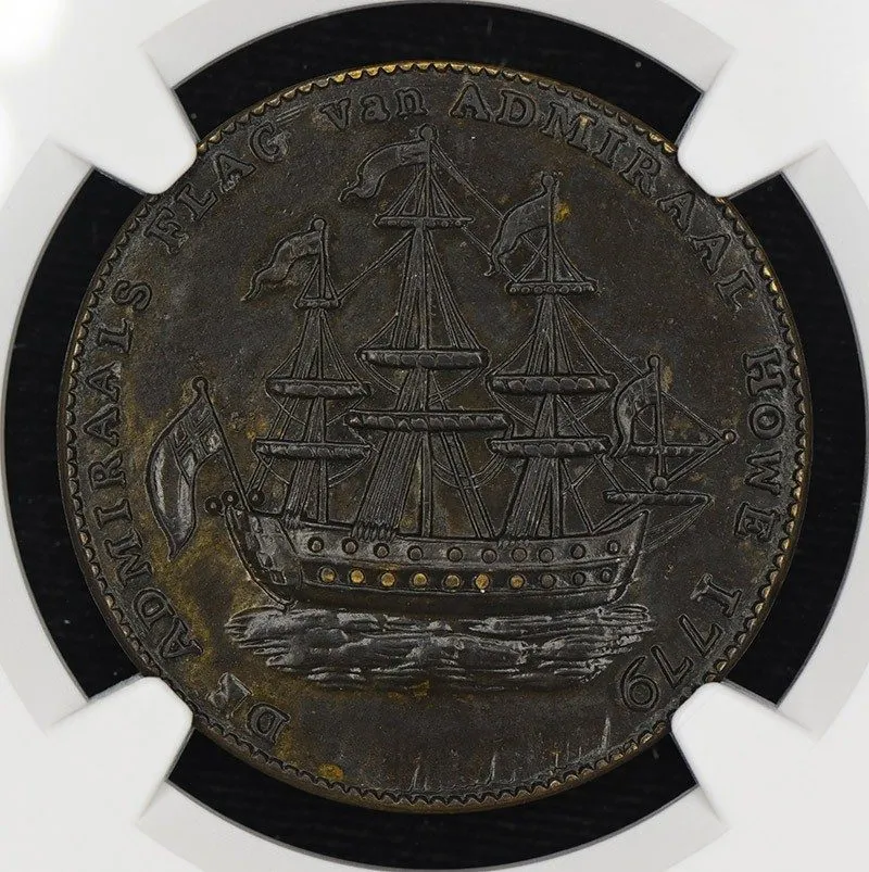 Лабораторный прибор 1779 RHODE-ISLAND ISLAND "VLUGTENDE" REMOVED TOKEN NGC MS63  — фото лота 2