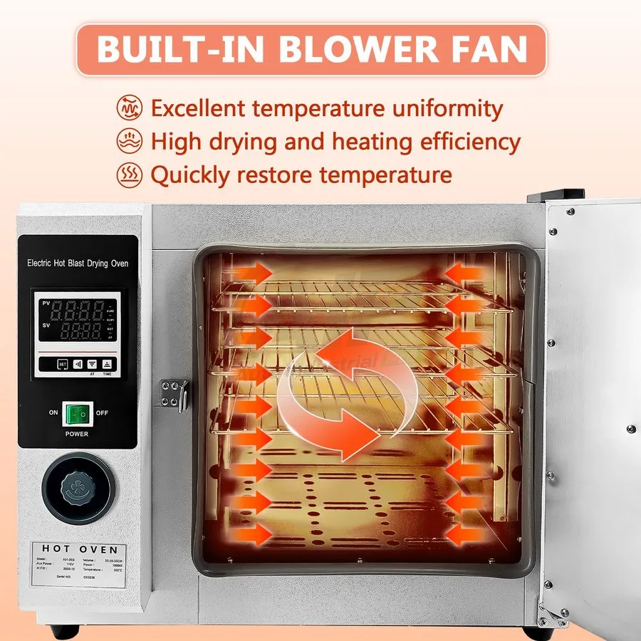 Сушильный шкаф 45L Electric Hot Blast Drying Oven 101-00B 1000W 110V Lab Stainle — фото лота 2