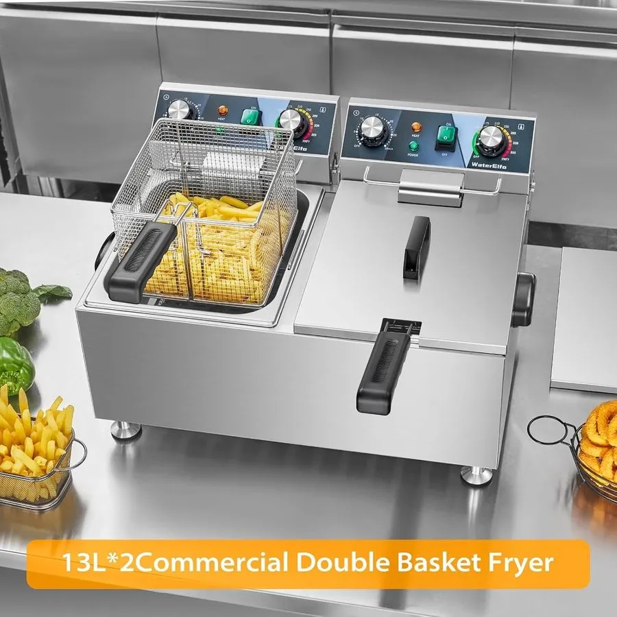 Фритюрница Deep Fryer Commercial Deep Fryers With Basket13Lx2 13.7Qt x 2 Thicken