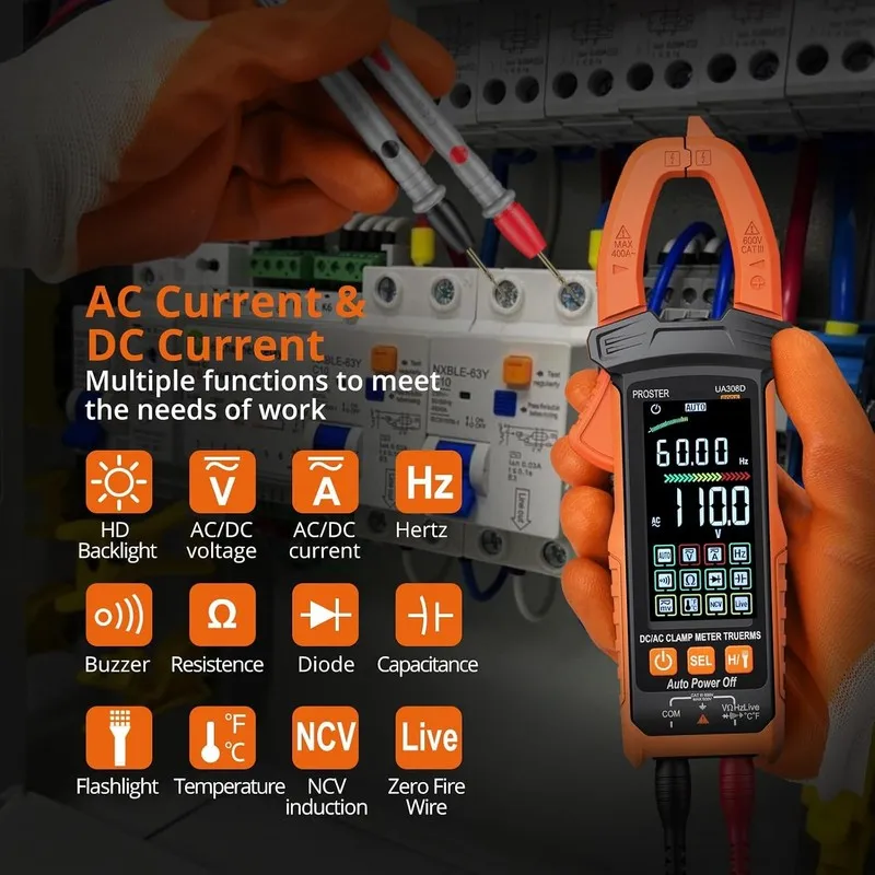 Тестер Smart Digital Clamp Meter TRMS 6000counts Color Screen DC AC Current Amp 