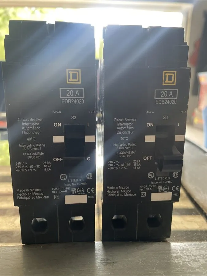 Автоматический выключатель SQUARE D EDB24020 EDB 20 AMP 2P 480V BOLT ON CIRCUIT