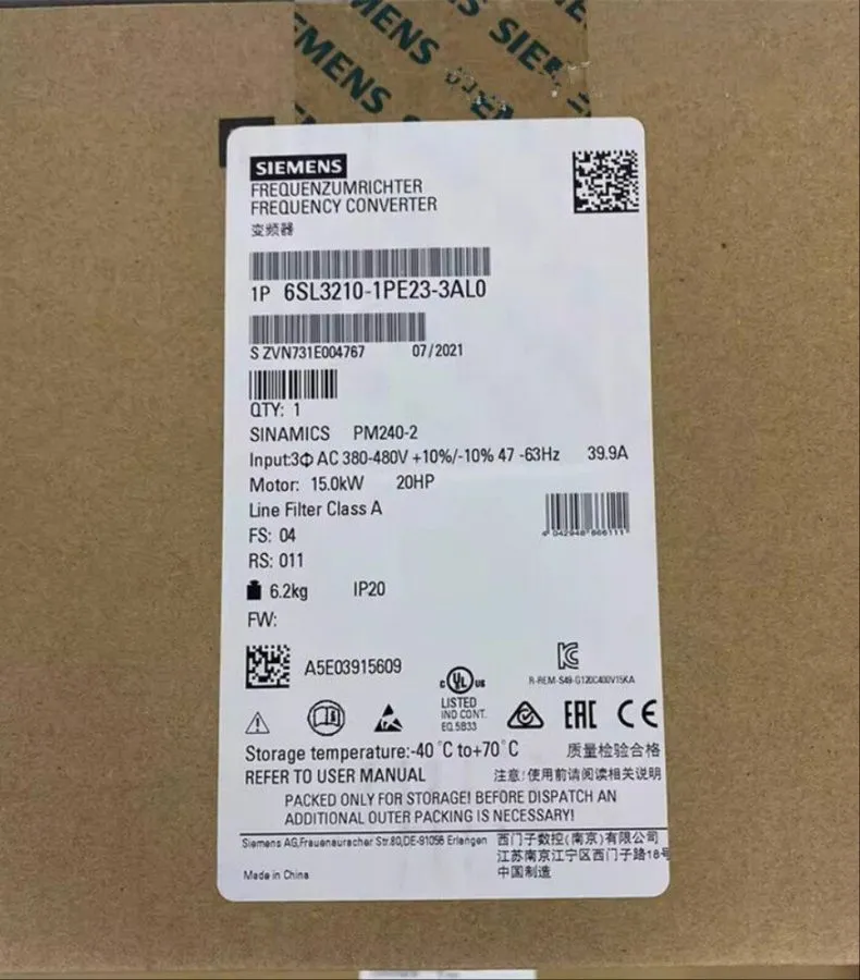 Частотный преобразователь Boxed Siemens SINAMICS G120 6SL3210-1PE23-3AL0