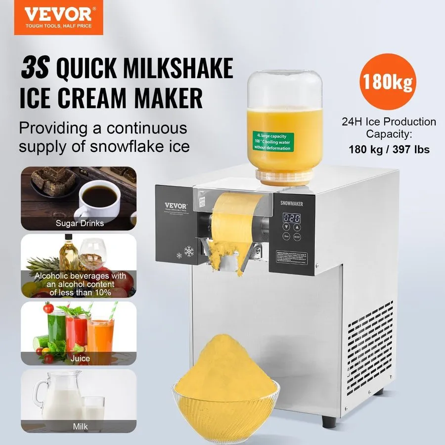 Льдогенератор 397lb/24h Stainless Steel Snowflake Ice Machine & Adjustable Outpu — фото лота 1