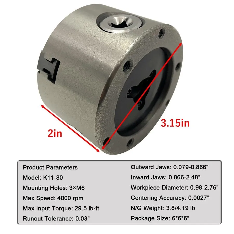 Режущий инструмент Self-centering Lathe Chuck (K11-80, 80mm, 0.03" Tolerance, 40