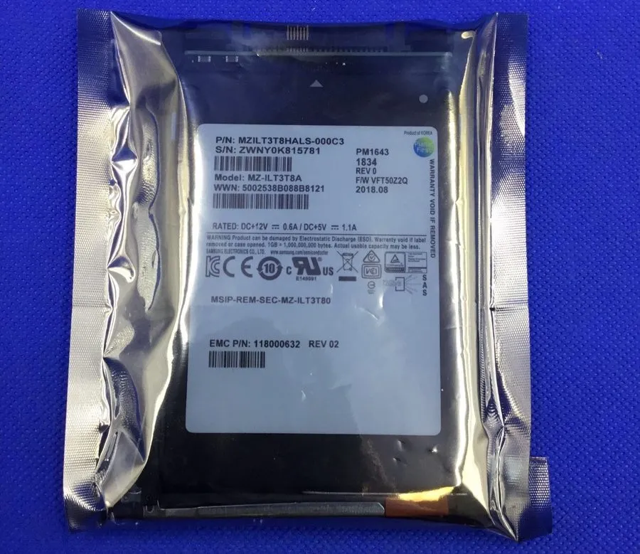 SSD-накопитель MZ-ILT3T8A SAMSUNG PM1643 3.84TB SAS 12G INTENSIVE 2.5'' SSD EMC 