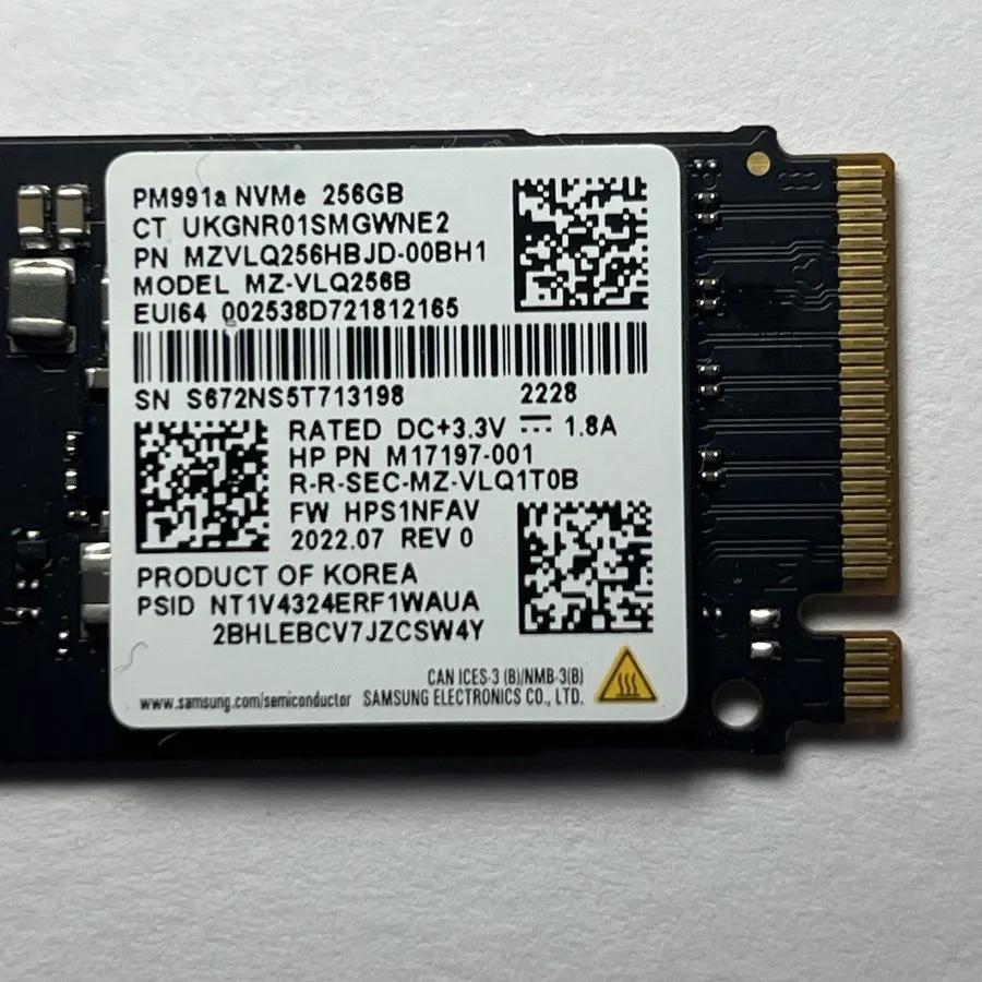SSD-накопитель Samsung PM991a 256GB NVMe M.2 2280 SSD MZ-VLQ256B PCIe Gen3 — фото лота 2
