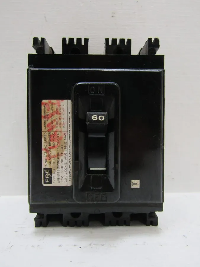 Автоматический выключатель FPE Federal Pacific NEF433060 60 Amp 480V 3-Pole NEF 